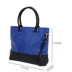Genuine Leather Bag Blue and Black Croc Embossed - NEW